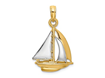 Picture of 14k Two-tone Gold 3D Polished Sailboat Charm
