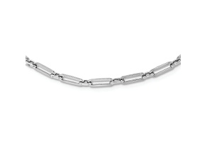 Rhodium Over 10k White Gold Polished 4mm Flat Oval Link 20 Inch Chain