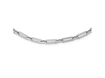 Picture of Rhodium Over 10k White Gold Polished 4mm Flat Oval Link 24 Inch Chain