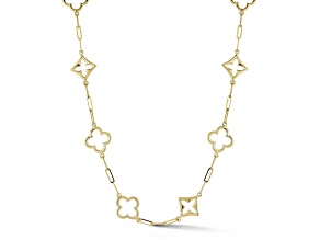 Bellissima Gold 14K Yellow Gold Open Clover Station Necklace