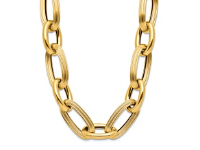 14k Yellow Gold 12.5mm Polished and Textured Fancy 18.5 Inch Chain