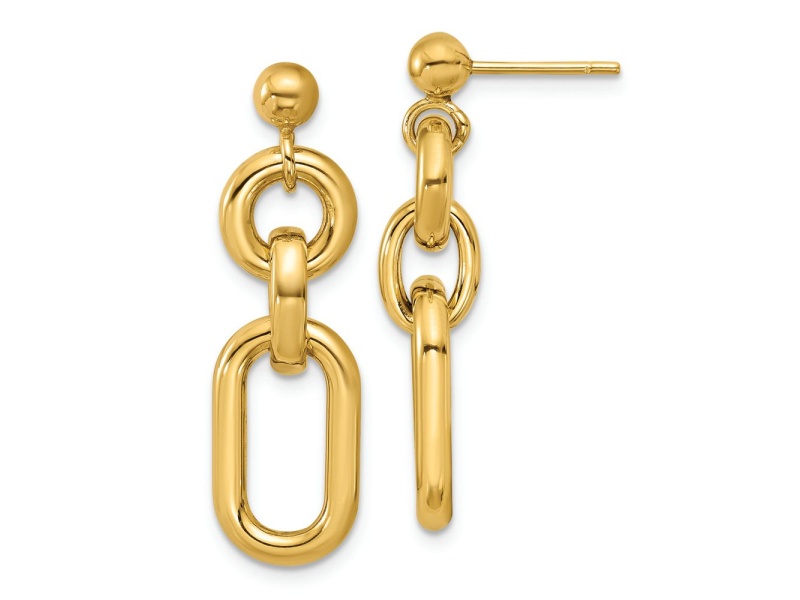 14k Yellow Gold Polished Fancy Mixed Links Dangle Earrings
