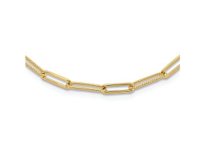 10k Yellow Gold 3.55mm Polished and Textured Paperclip Link 18 Inch Chain