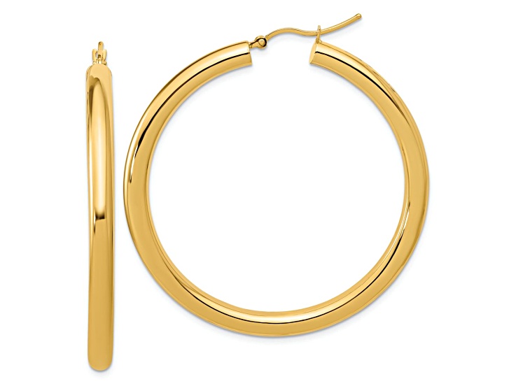 14k Yellow Gold 1 15/16 inch Polished Hoop Earrings