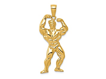 Picture of 14k Yellow Gold Solid Polished Weightlifter Pendant
