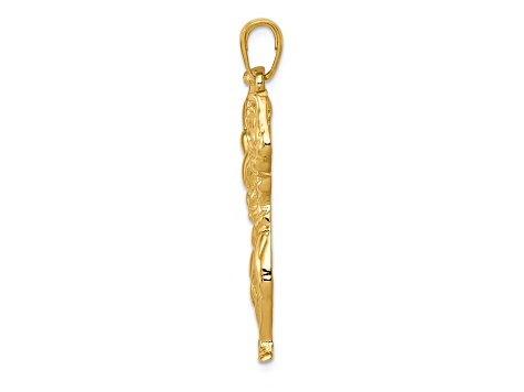 14k Yellow Gold Solid Polished Weightlifter Pendant