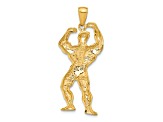 14k Yellow Gold Solid Polished Weightlifter Pendant