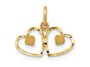 14k Yellow Gold Satin and Diamond-Cut Heart pendant