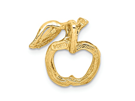 14k Yellow Gold Polished Cut-out Apple Chain Slide Pendant