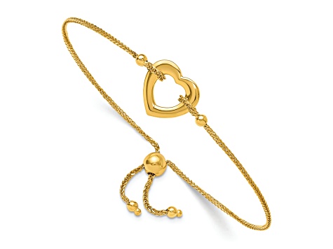 14K Yellow Gold Heart Adjustable Bracelet