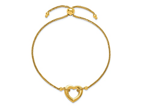 14K Yellow Gold Heart Adjustable Bracelet