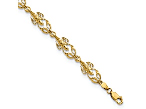 14k Yellow Gold Textured Lobster Link Bracelet
