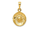 14k Yellow Gold 3D Textured Sombrero Pendant