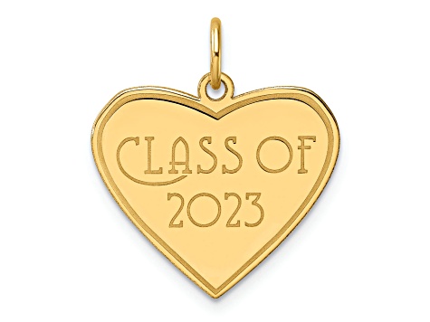 14K Yellow Gold Polished Class of 2023 Heart Charm