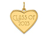 14K Yellow Gold Polished Class of 2023 Heart Charm