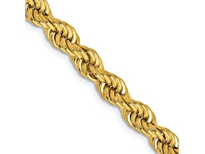 14k Yellow Gold 5mm Solid Rope 18 Inch Chain