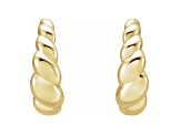 14K Yellow Gold Rope Design J-Hoop Earrings