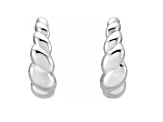 14K White Gold Rope Design J-Hoop Earrings