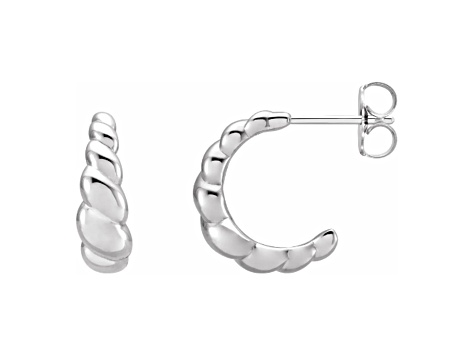 Sterling Silver Rope Design J-Hoop Earrings