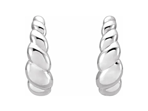 Sterling Silver Rope Design J-Hoop Earrings