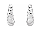 Sterling Silver Rope Design J-Hoop Earrings