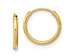 14K Solid Yellow Gold Endless Hoop Earrings – 10mm-20mm Wide, 1mm Thick – Handmade, Stackable