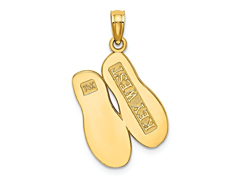 14k Solid Gold Flip Flops Charm Pendant Necklace - 3D Summer Beach Sandal Jewelry Gift - View #4