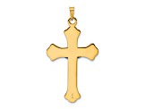 14K Yellow and White Gold Polished Solid INRI Fleur de Lis Crucifix Pendant