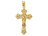 14K Yellow Gold INRI Fleur De Lis Crucifix Pendant