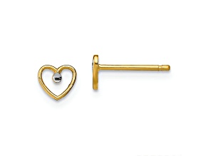 14K Two-tone Gold 5mm Diamond-Cut Heart Stud Earrings
