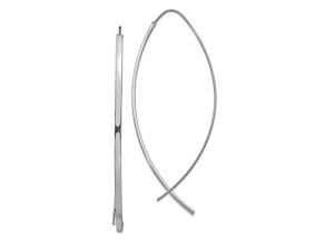 Rhodium Over 14k White Gold Square Tube Wire Threader Earrings