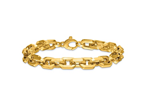 14K Yellow Gold 8.7mm Fancy Link 9 Inch Bracelet