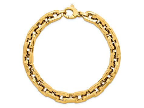 14K Yellow Gold 8.7mm Fancy Link 9 Inch Bracelet