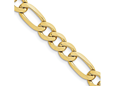 10k Yellow Gold 10mm Concave Open Figaro Link Bracelet