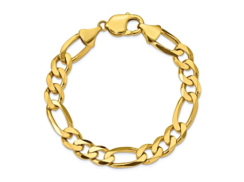 10k Yellow Gold 10mm Concave Open Figaro Link Bracelet