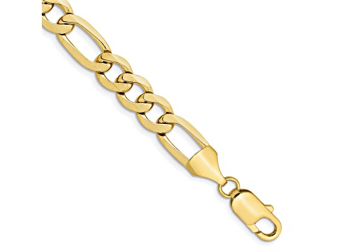 10k Yellow Gold 10mm Concave Open Figaro Link Bracelet