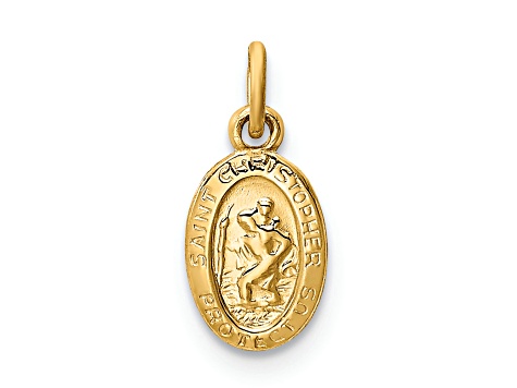 14K Yellow Gold Saint Christopher Medal Charm