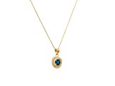 Blue Topaz 14k Yellow Gold Textured Pendant Oval Link 18 Inch Necklace 1.00ct