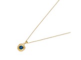 Blue Topaz 14k Yellow Gold Textured Pendant Oval Link 18 Inch Necklace 1.00ct