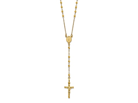 14K Yellow Gold Polished Faceted Beads Rosary