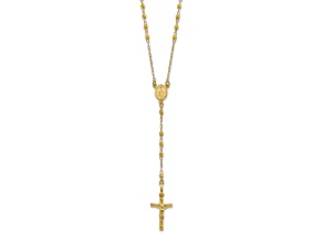 14K Yellow Gold Polished Faceted Beads Rosary