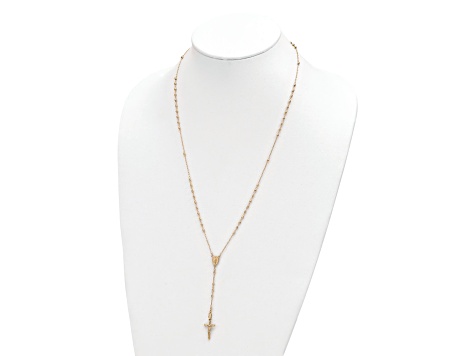 14K Yellow Gold Polished Faceted Beads Rosary