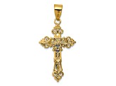 14K Yellow and White Gold Small Lacy-Edge Inri Crucifix Pendant