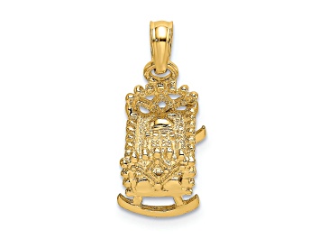 Picture of 14k Yellow Gold 3D Textured Baby Cradle pendant