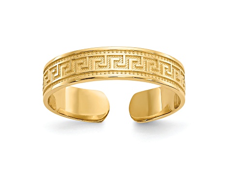 14K Yellow Gold Greek Key Toe Ring
