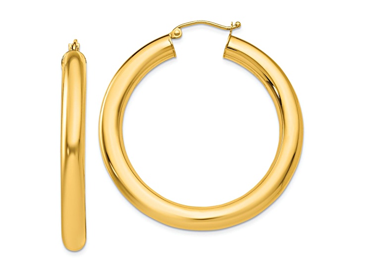 10k Yellow Gold Polished 1 9/16" Tube Hoop Earrings