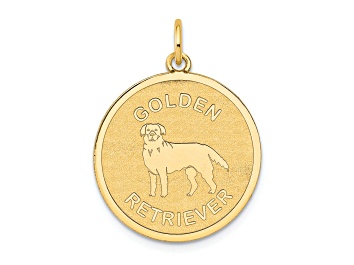 Picture of 14k Yellow Gold Satin Golden Retriever Disc Charm