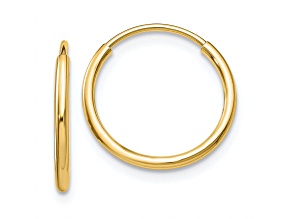 10k Yellow Gold Polished 9/16" Endless Tube Hoop Earrings