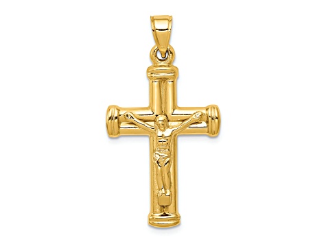 14K Yellow Gold Reversible Crucifix Pendant