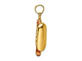 14k Yellow Gold 3D Multi-Color Enamel Hot Dog with Bun Charm